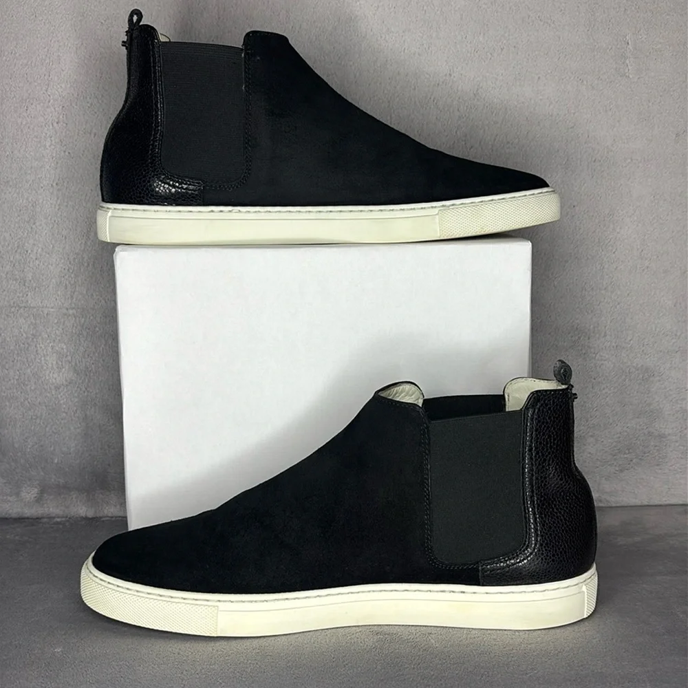 Lanvin Black Suede Chelsea Sneaker Boots 41 EU 8 US Made in Italy